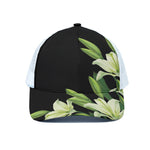 Lily Floral Print White Mesh Trucker Cap