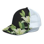 Lily Floral Print White Mesh Trucker Cap