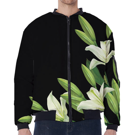 Lily Floral Print Zip Sleeve Bomber Jacket