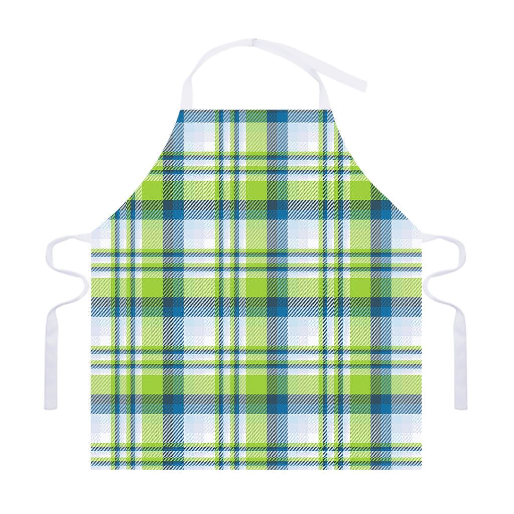 Lime And Blue Madras Plaid Print Adjustable Apron