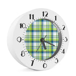 Lime And Blue Madras Plaid Print Alarm Clock
