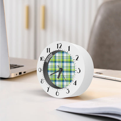Lime And Blue Madras Plaid Print Alarm Clock