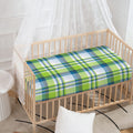 Lime And Blue Madras Plaid Print Baby Crib Sheet