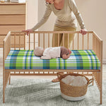 Lime And Blue Madras Plaid Print Baby Crib Sheet