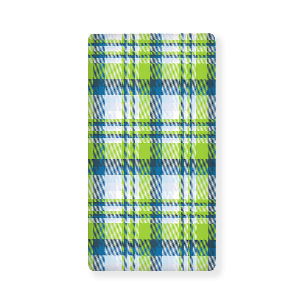 Lime And Blue Madras Plaid Print Baby Crib Sheet