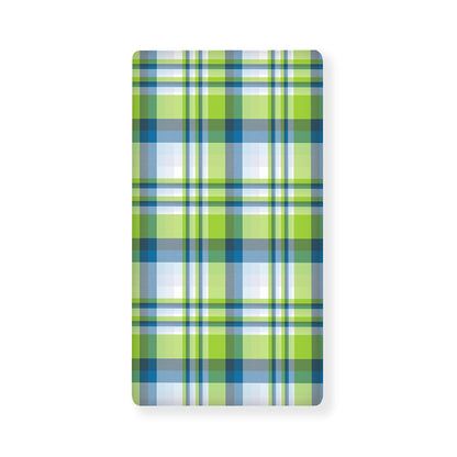 Lime And Blue Madras Plaid Print Baby Crib Sheet