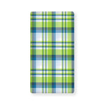 Lime And Blue Madras Plaid Print Baby Crib Sheet