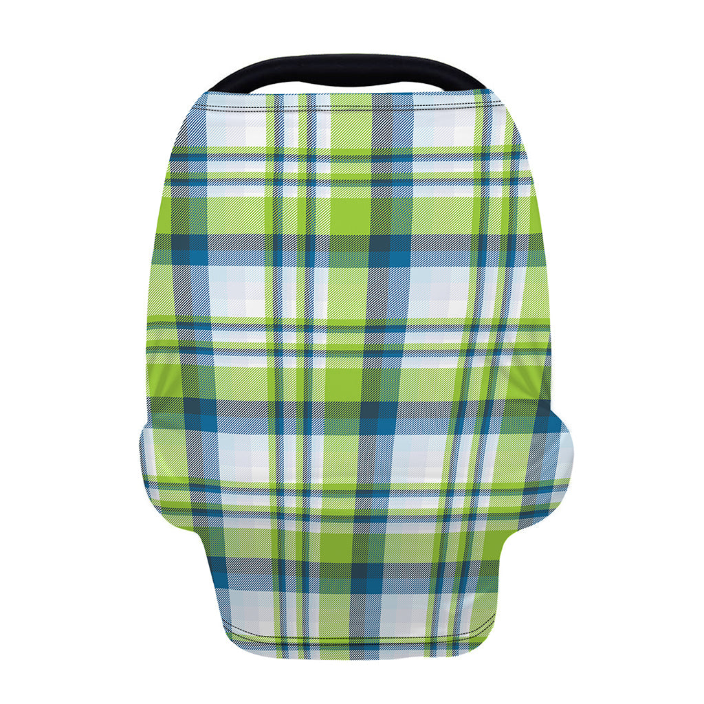 Lime And Blue Madras Plaid Print Baby Seat Cover