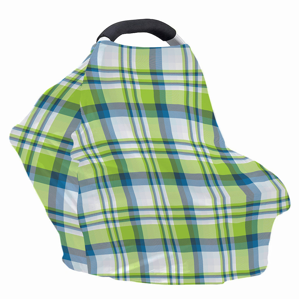 Lime And Blue Madras Plaid Print Baby Seat Cover