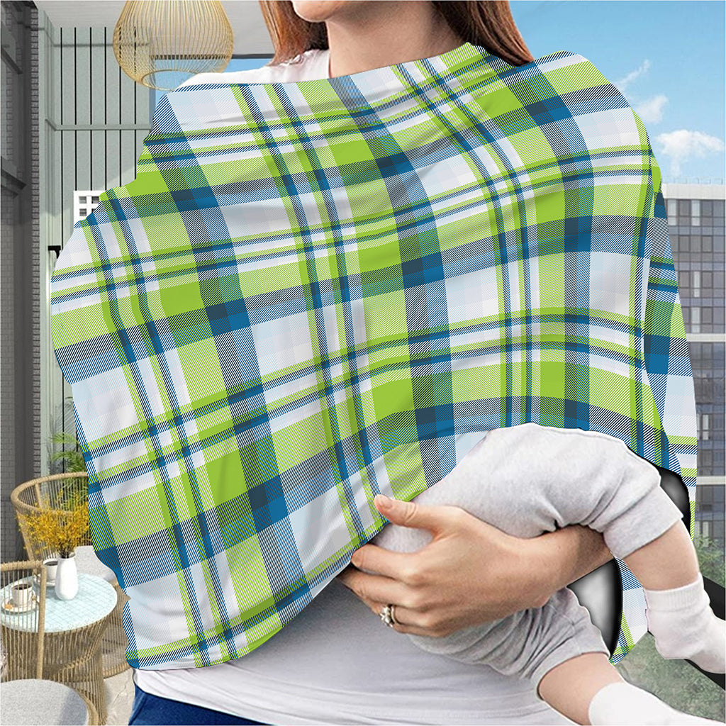 Lime And Blue Madras Plaid Print Baby Seat Cover
