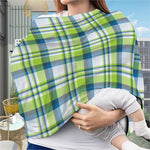 Lime And Blue Madras Plaid Print Baby Seat Cover