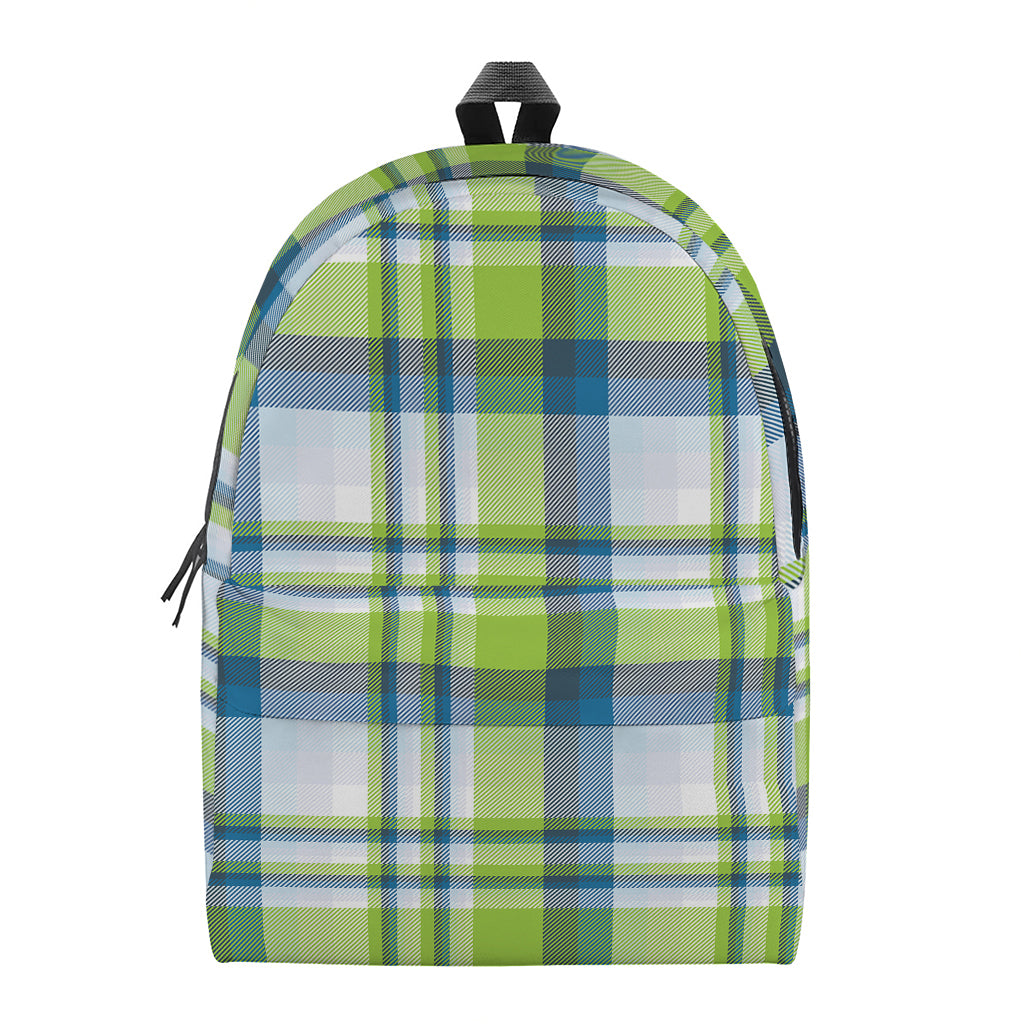 Lime And Blue Madras Plaid Print Backpack