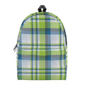 Lime And Blue Madras Plaid Print School Backpack