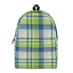 Lime And Blue Madras Plaid Print Backpack