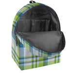 Lime And Blue Madras Plaid Print Backpack