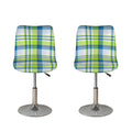 Lime And Blue Madras Plaid Print Bar Stool Covers