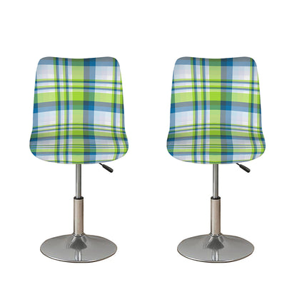 Lime And Blue Madras Plaid Print Bar Stool Covers