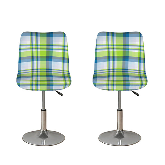 Lime And Blue Madras Plaid Print Bar Stool Covers