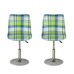 Lime And Blue Madras Plaid Print Bar Stool Covers