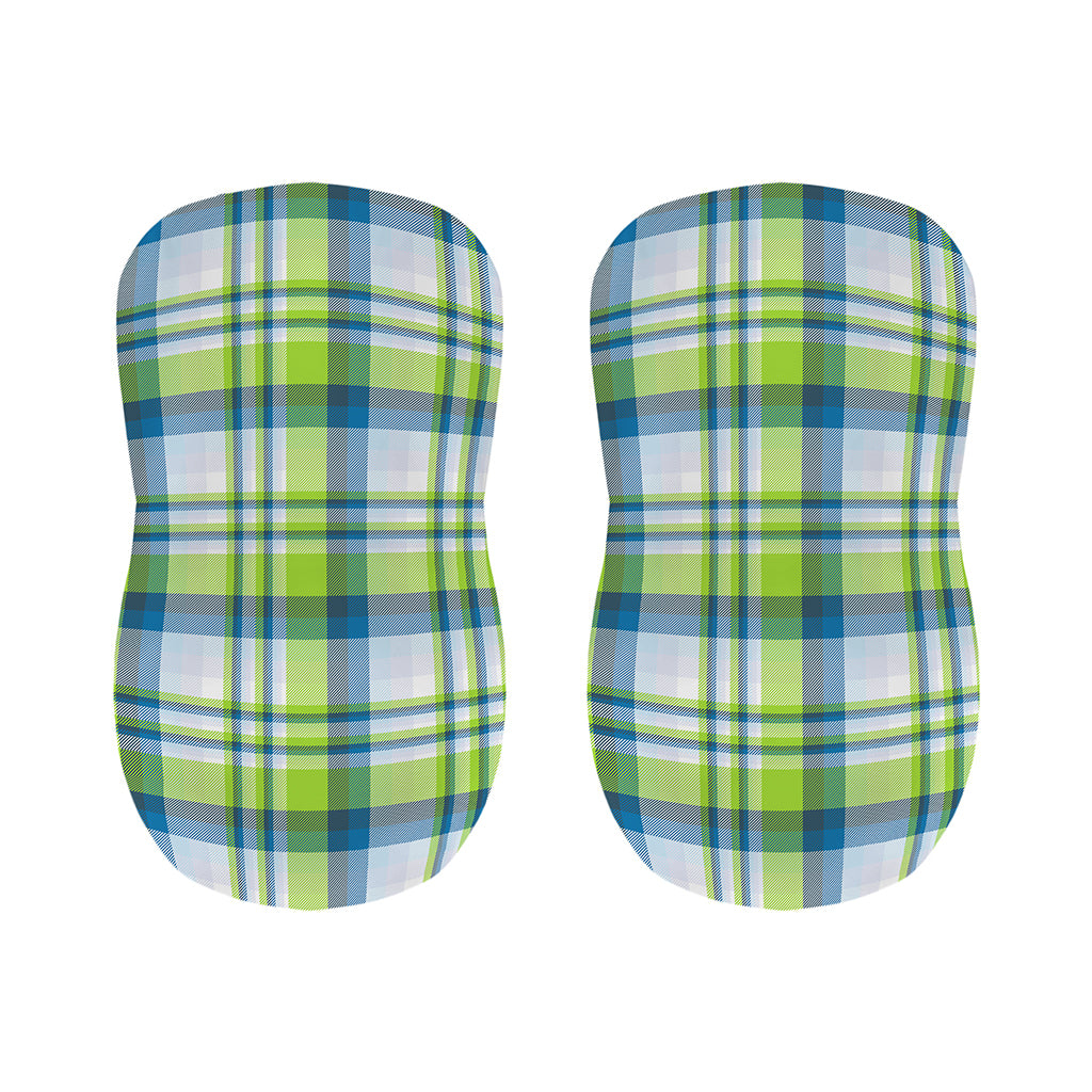 Lime And Blue Madras Plaid Print Bar Stool Covers