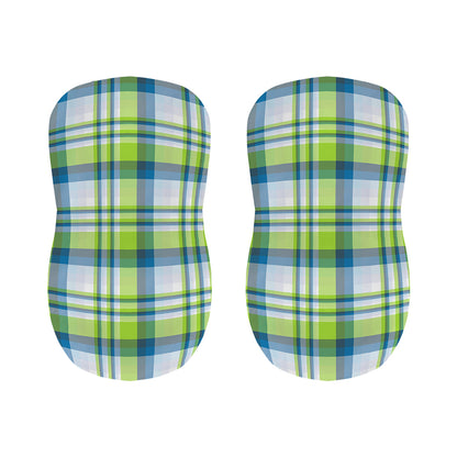 Lime And Blue Madras Plaid Print Bar Stool Covers