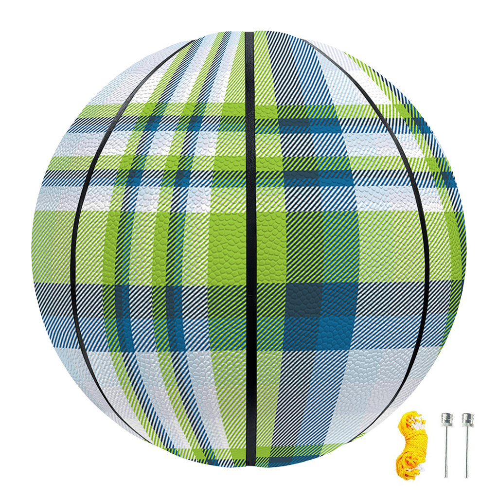 Lime And Blue Madras Plaid Print Basketball