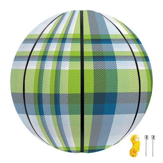 Lime And Blue Madras Plaid Print Basketball