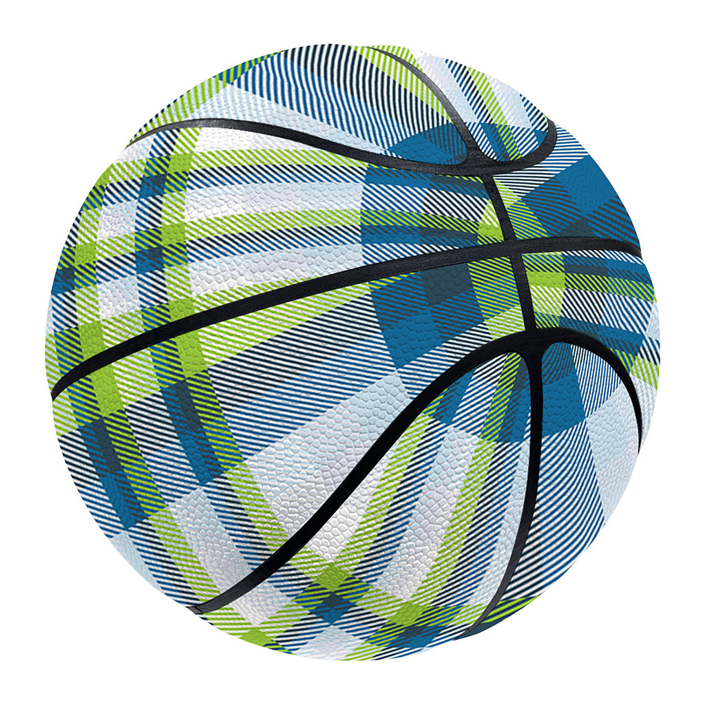 Lime And Blue Madras Plaid Print Basketball