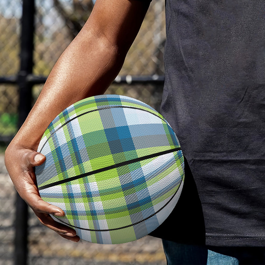 Lime And Blue Madras Plaid Print Basketball
