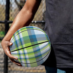 Lime And Blue Madras Plaid Print Basketball