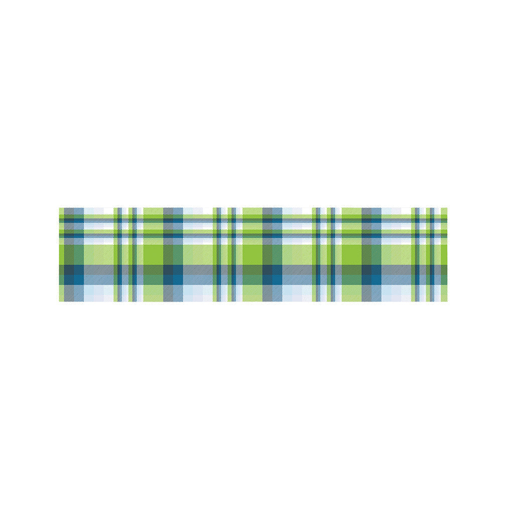 Lime And Blue Madras Plaid Print Bed Runner