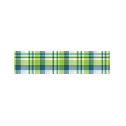 Lime And Blue Madras Plaid Print Bed Runner