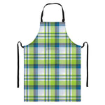 Lime And Blue Madras Plaid Print Bib Apron With Pocket