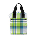 Lime And Blue Madras Plaid Print Bible Tote Bag