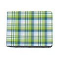 Lime And Blue Madras Plaid Print Bifold Wallet