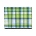 Lime And Blue Madras Plaid Print Bifold Wallet