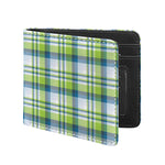 Lime And Blue Madras Plaid Print Bifold Wallet