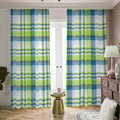 Lime And Blue Madras Plaid Print Dimout Pencil Pleat Curtains