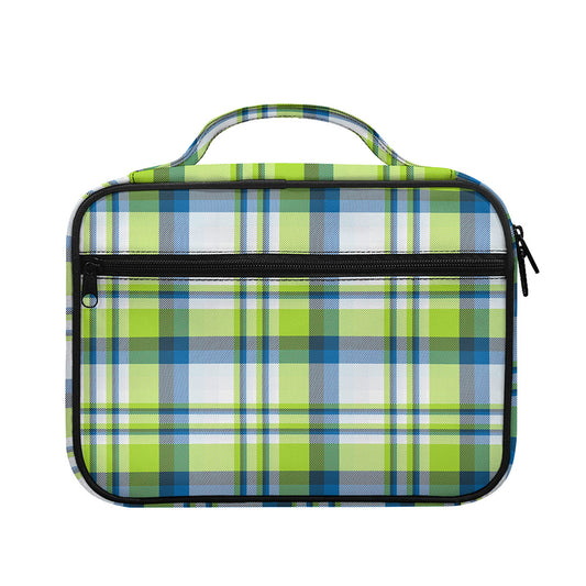 Lime And Blue Madras Plaid Print Briefcase Bible Bag