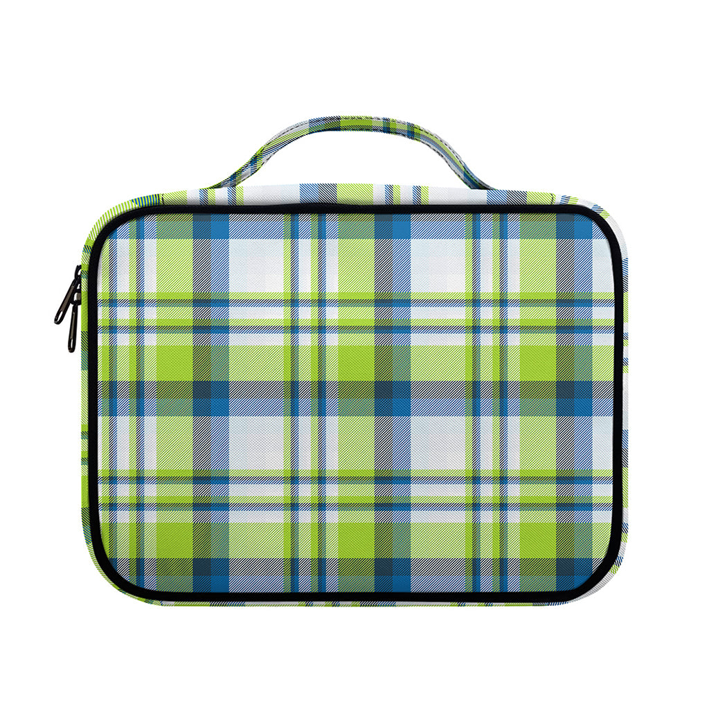Lime And Blue Madras Plaid Print Briefcase Bible Bag