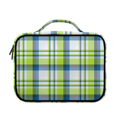 Lime And Blue Madras Plaid Print Briefcase Bible Bag