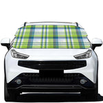 Lime And Blue Madras Plaid Print Car Windshield Snow Cover