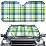 Lime And Blue Madras Plaid Print Car Windshield Sun Shade