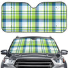 Lime And Blue Madras Plaid Print Car Windshield Sun Shade