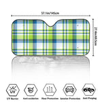 Lime And Blue Madras Plaid Print Car Windshield Sun Shade