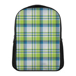 Lime And Blue Madras Plaid Print Casual Backpack