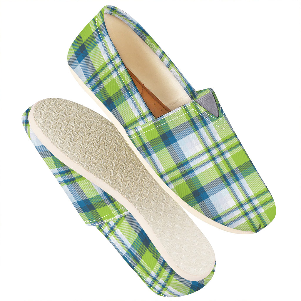 Lime And Blue Madras Plaid Print Casual Shoes