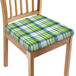 Lime And Blue Madras Plaid Print Chair Cushion Cover