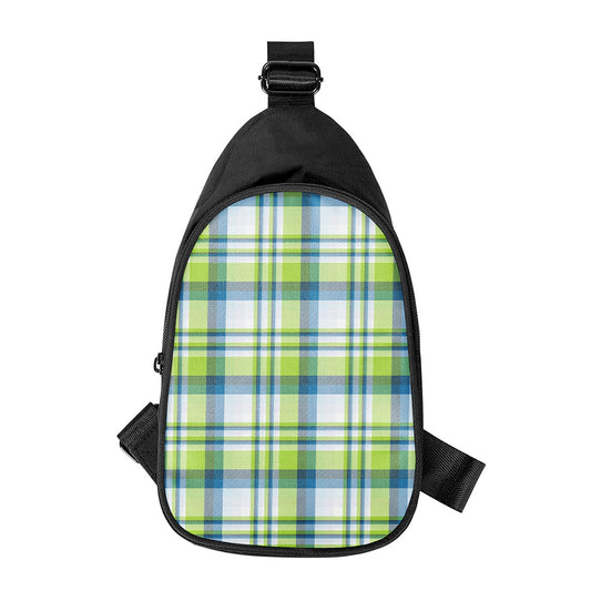 Lime And Blue Madras Plaid Print Chest Bag