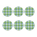 Lime And Blue Madras Plaid Print Coaster Set